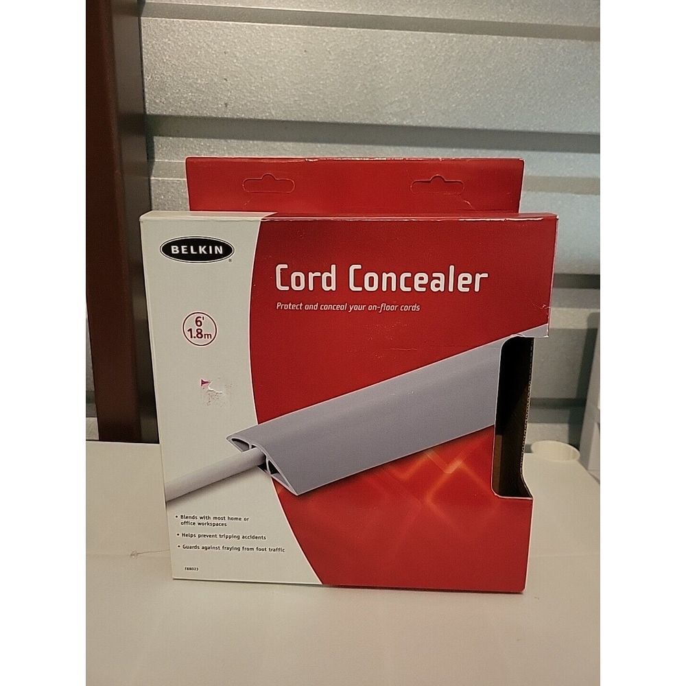 Belkin Cord Concealer - 6' (1.8m) -  Protects Up To 3/4" Wide Cables‎ - Grey